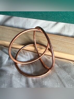 Rose Gold-Tone Women's Bangle Bracelet Set